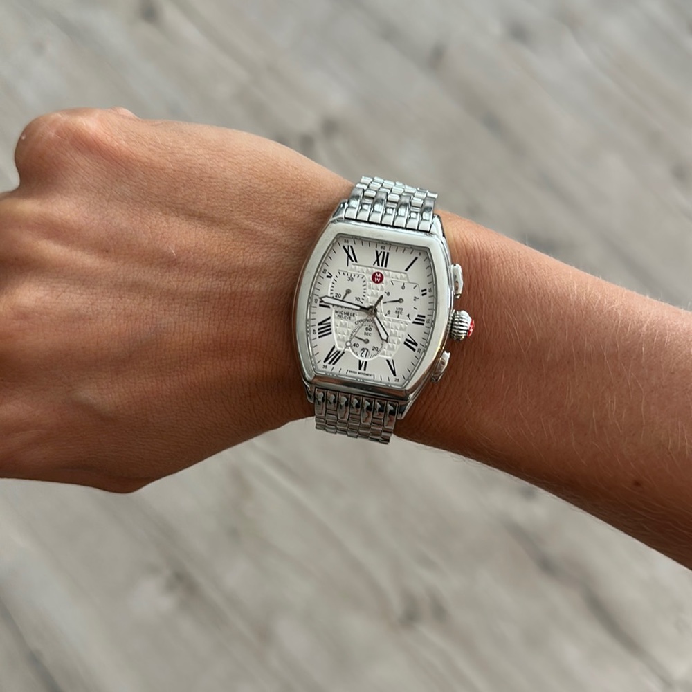 Michele Silver Stainless Steel Watch